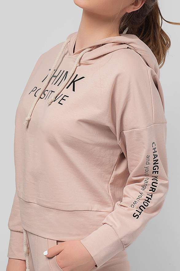 Толстовка бежевая с капюшоном