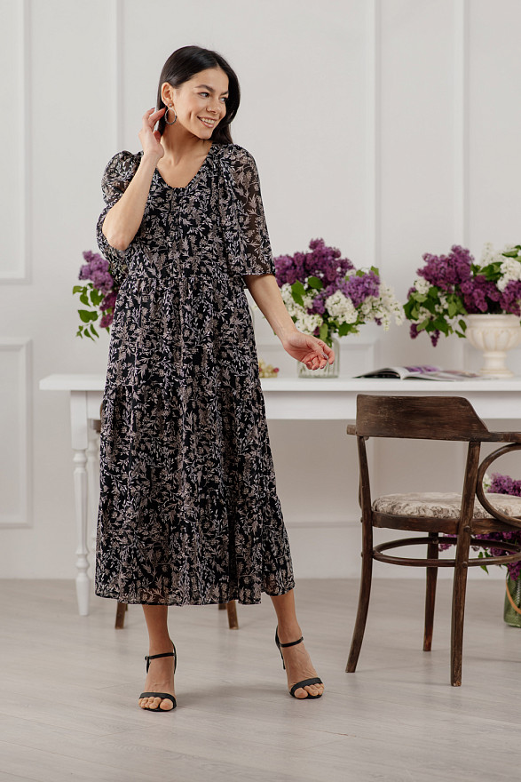 Летюче шифонове максі плаття чорного кольору