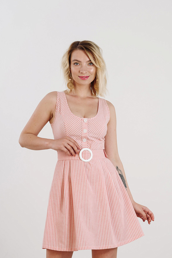 Striped linen dress with buttons