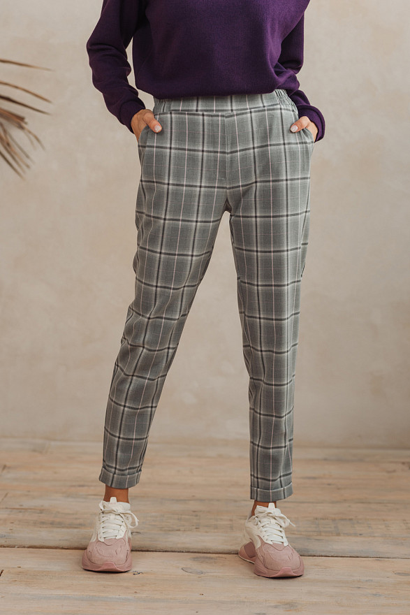 Штани в клітку на гумці