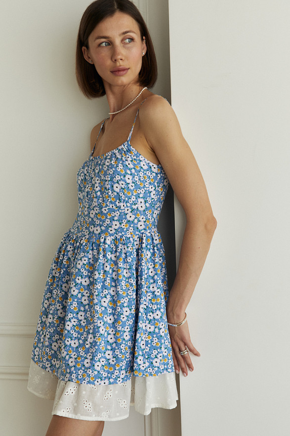 Блакитний сарафан з додатковою підкладкою з прошви