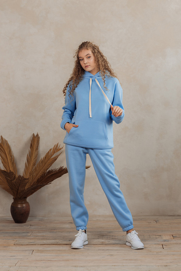 Блакитний світшот з капюшоном