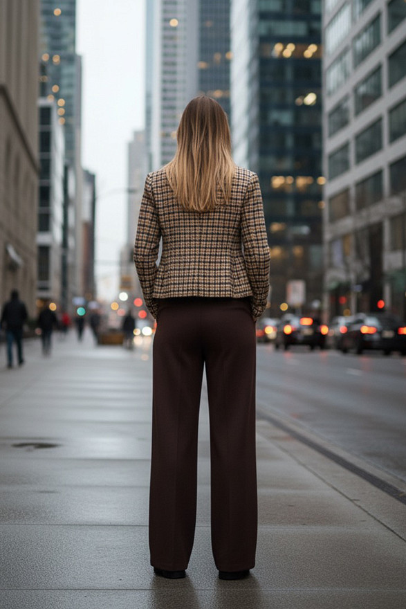 Шоколадные широкие трикотажные брюки из нежной ангоры