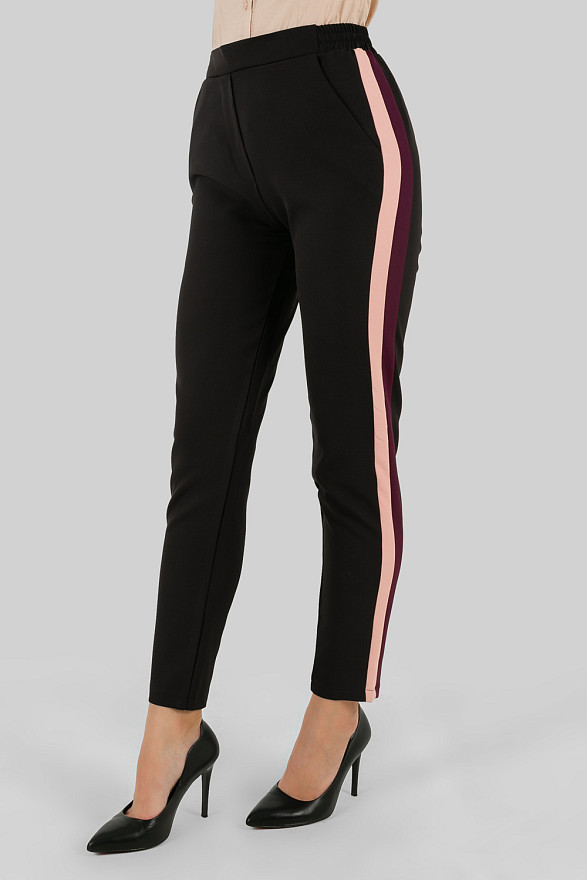 Trousers with two-tone stripes