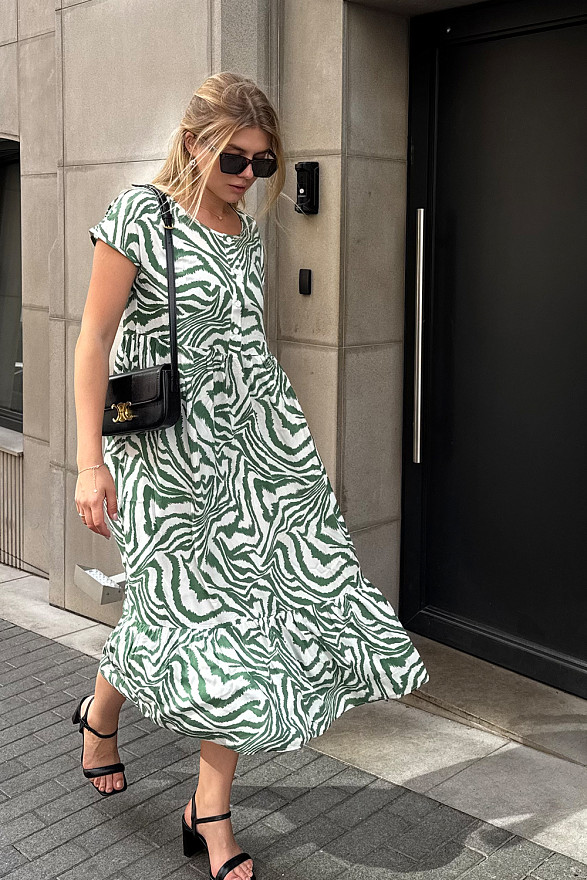 Зелена сукня-міді з круглим вирізом горловини