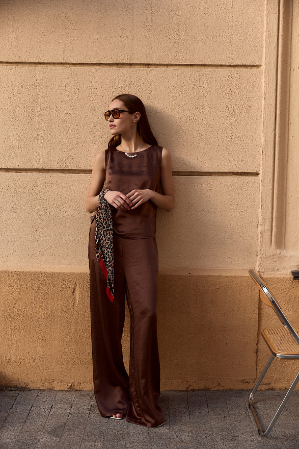 Chocolate silk suit