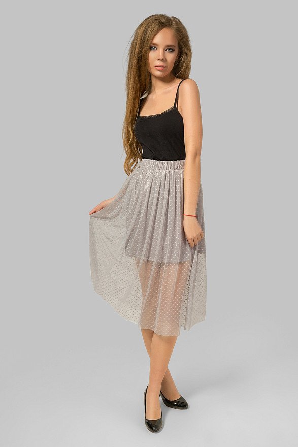 Спідниця-пачка з повітряного тюлю у сірому кольорі