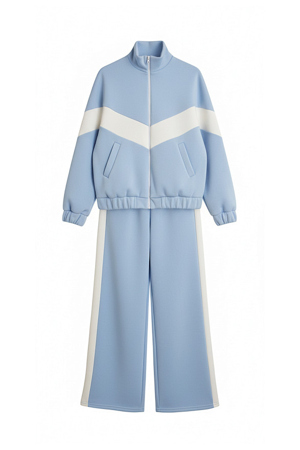 Blue walking suit with stripes