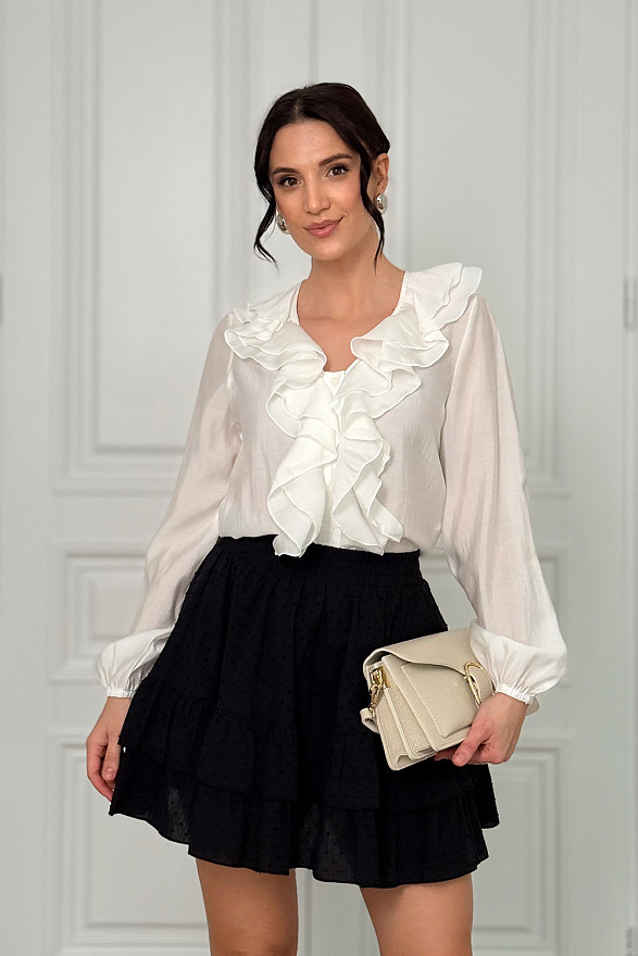 Black skirt with ruffles made of lightweight batiste