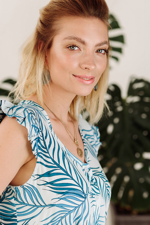 Long tropical print summer dress