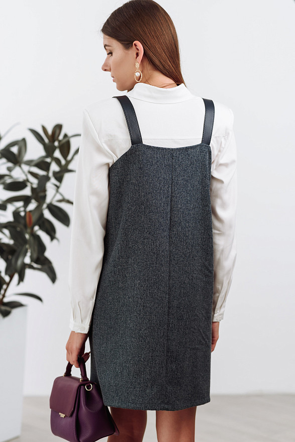 Сарафан с кожаными бретельками