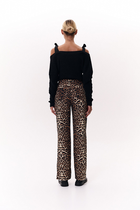 Бежевые джинсы из коттона с принтом