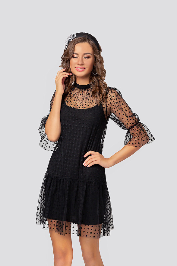 Black dress with a star mesh