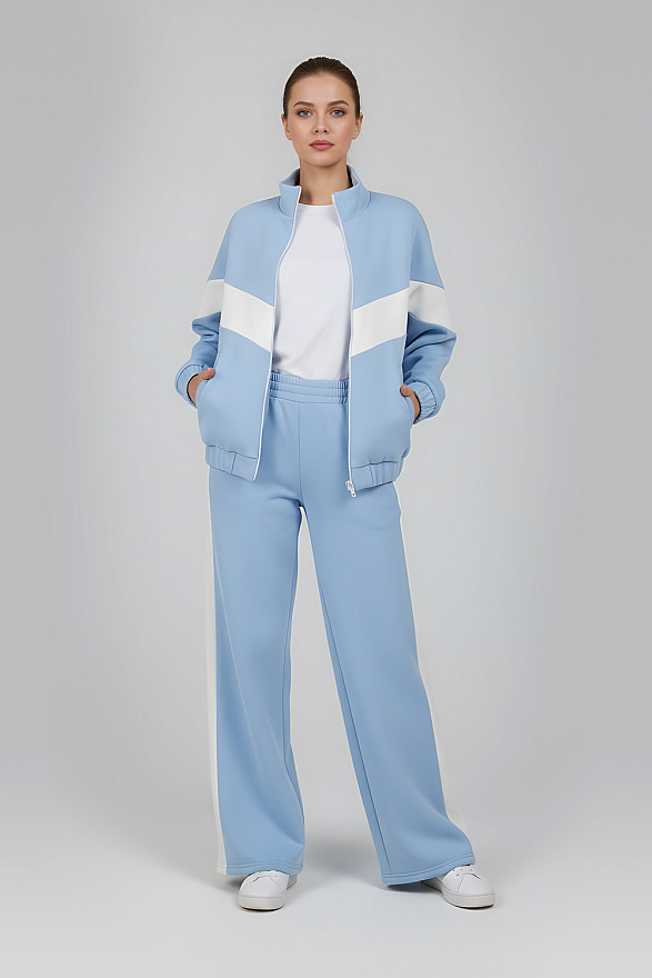 Blue walking suit with stripes