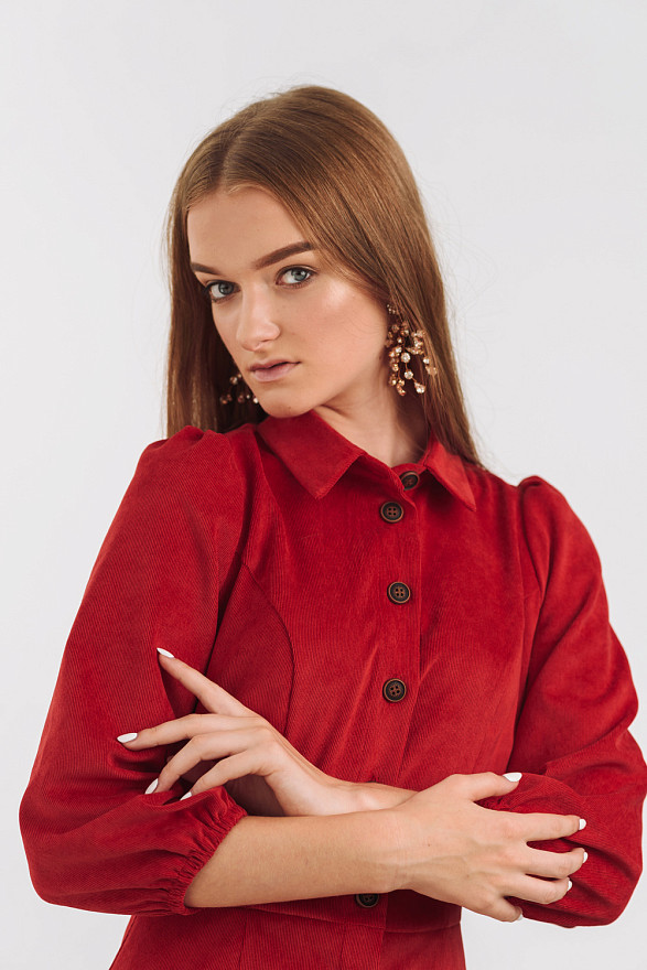 Червона сукня з вельвету