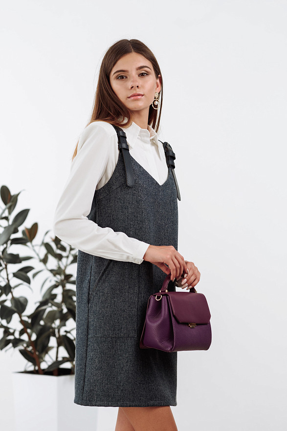 Сарафан с кожаными бретельками