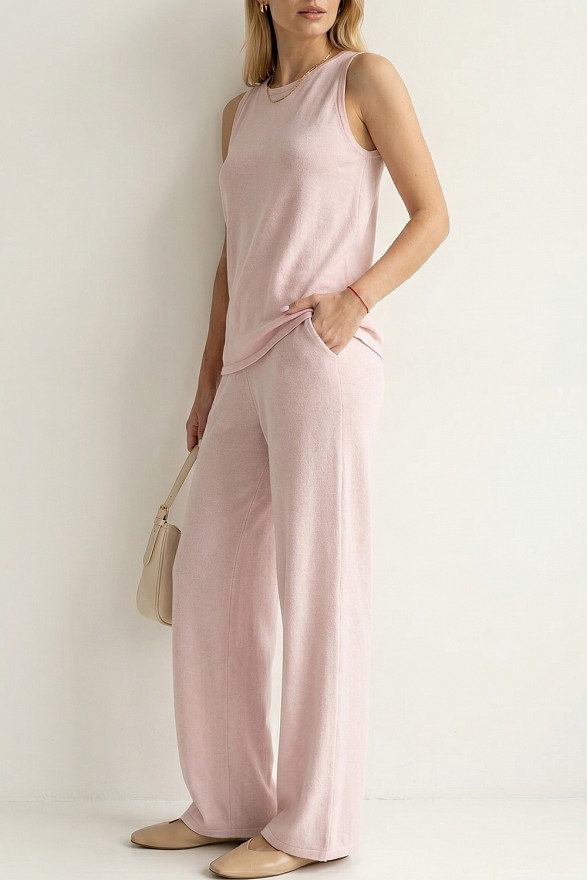 Pink women's knitted suit