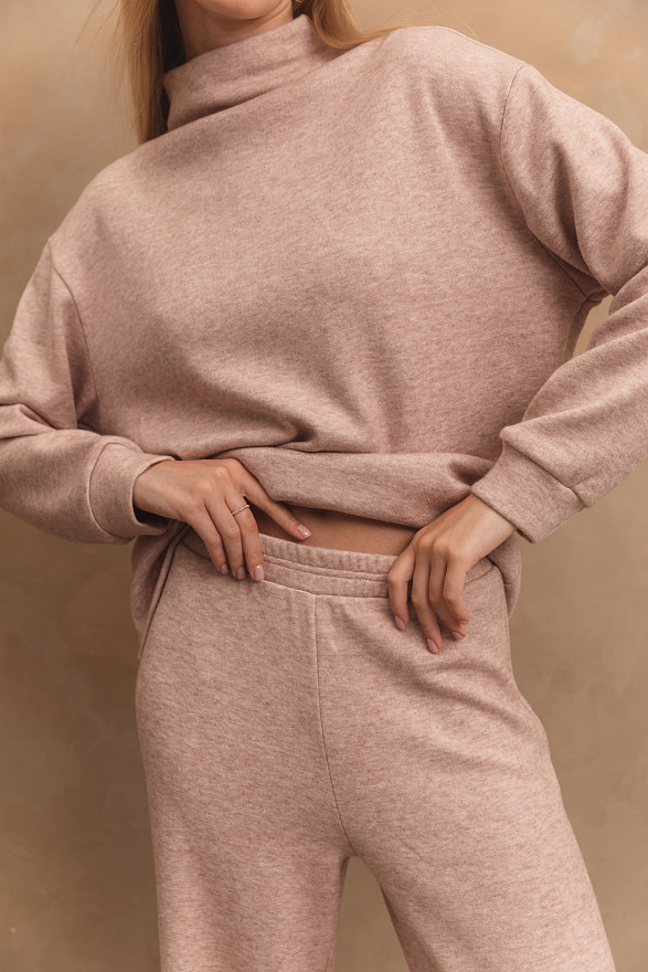 Beige angora pantsuit