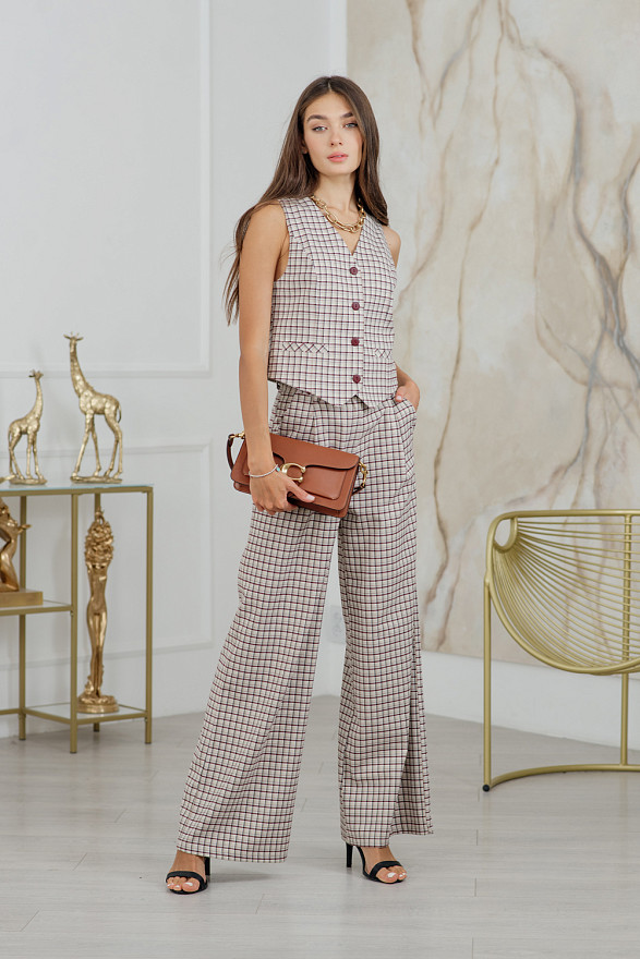 Beige Check Waistcoat