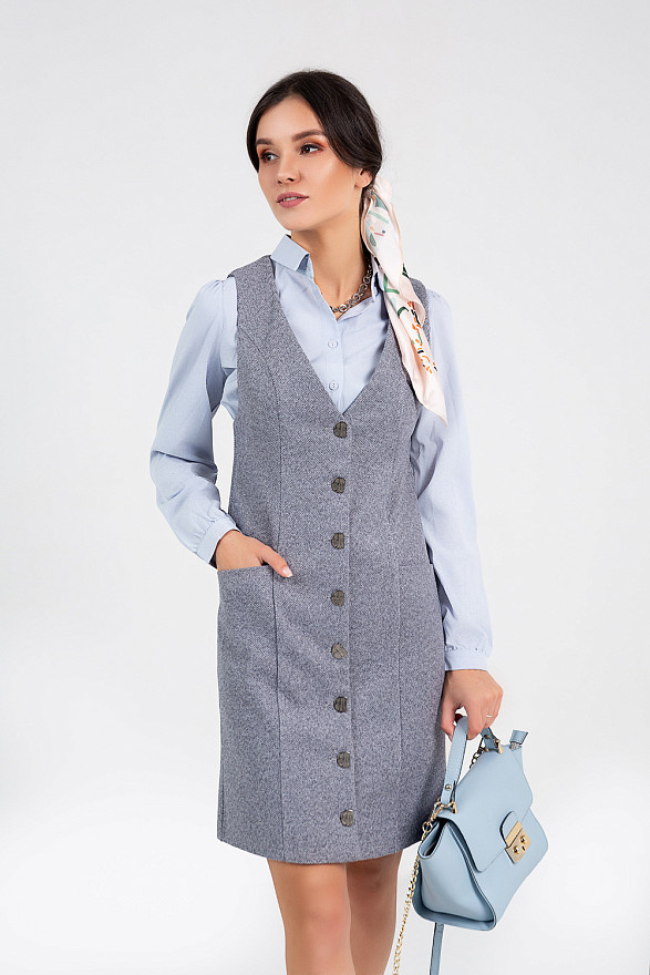 Теплий сарафан на ґудзиках