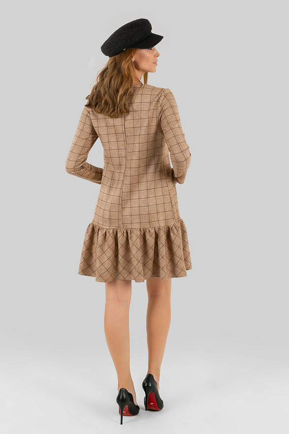 Вільна сукня із замші в клітинку