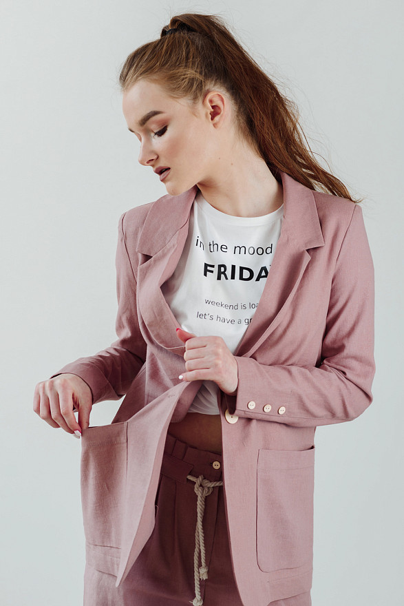 Лляний піджак з кишенями