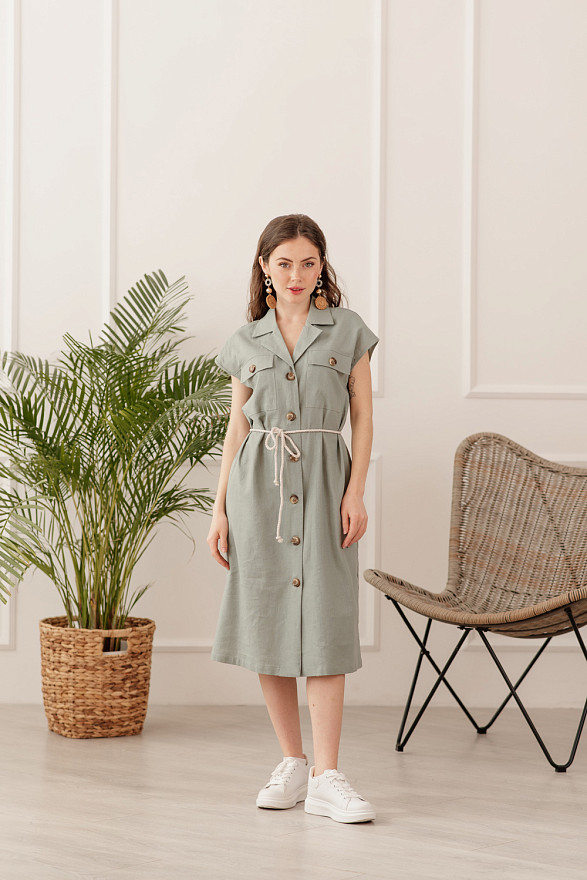 Olive dress robe with buttons