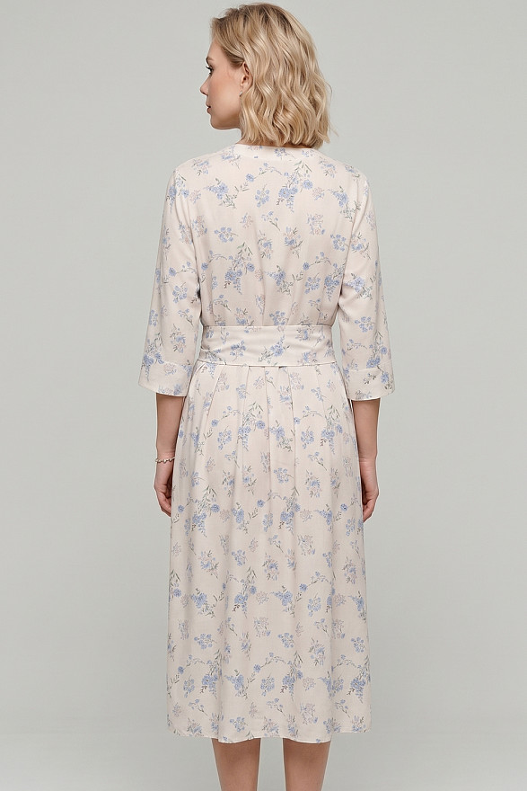 Light blue loose-fitting shirt dress with a belt