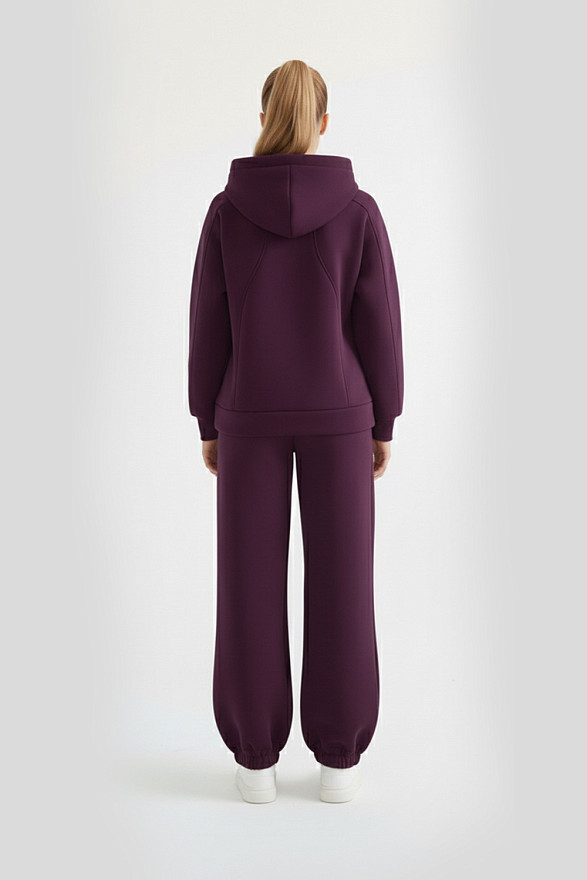 Warm women's suit in eggplant color