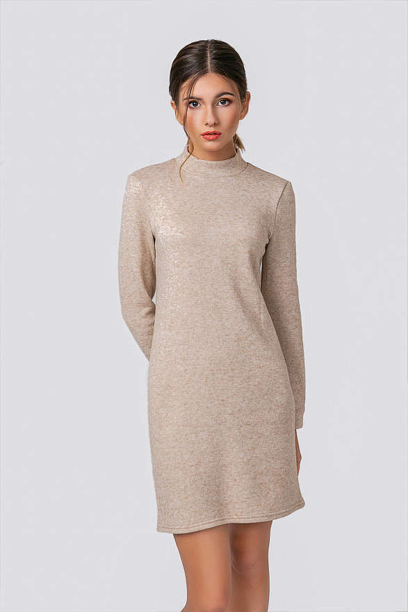 Beige mini dress with angora