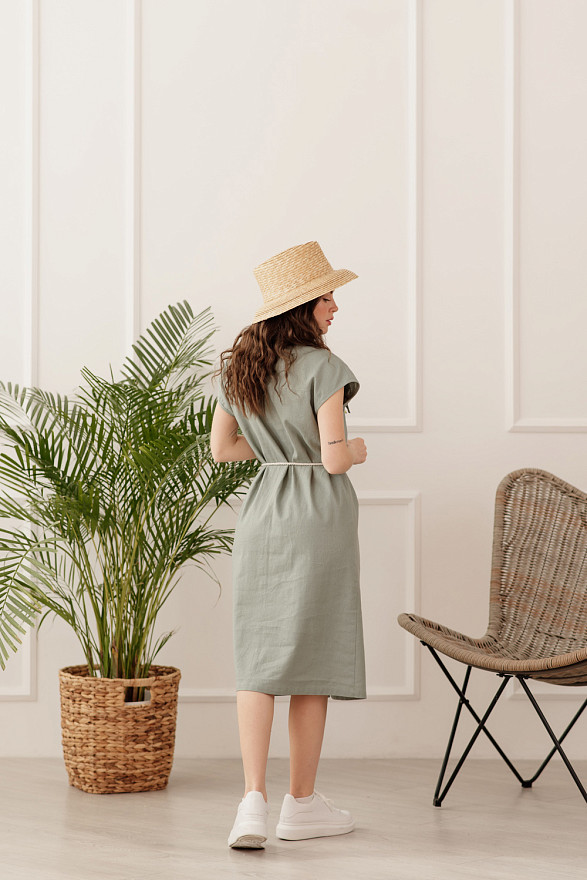 Olive dress robe with buttons