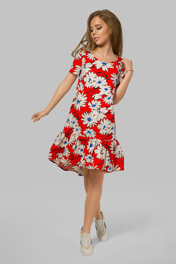 Floral print dress in red