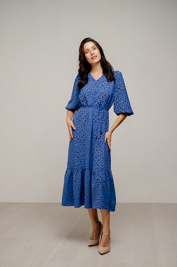 Straight fit maxi dress in denim color