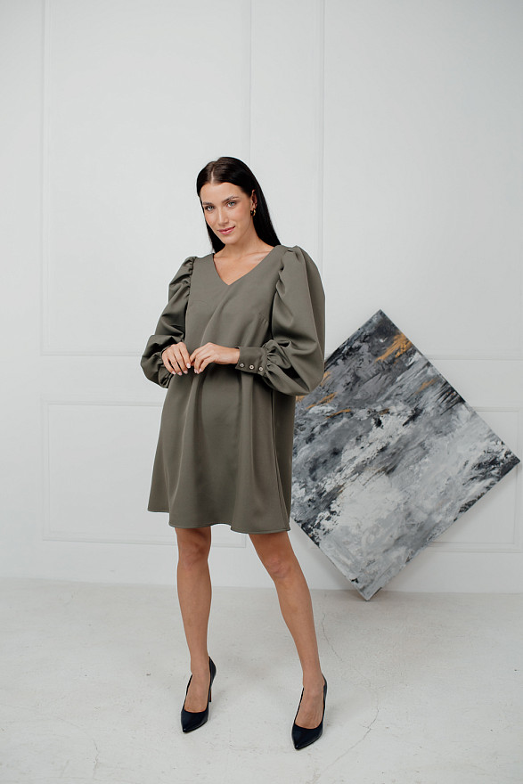 A-line dress with puff sleeves