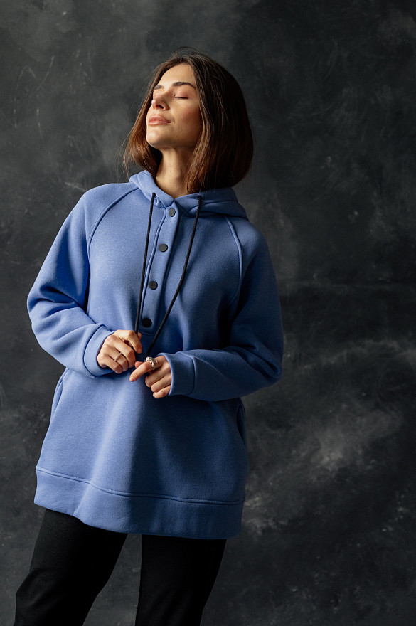 Blue oversized fleece sweatshirt