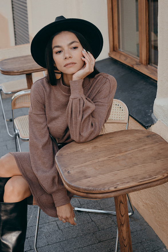 Шоколадное миди платье из ангоры