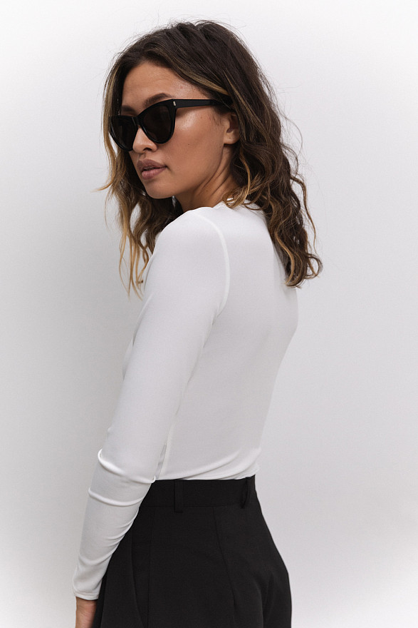 Milky bodysuit with mesh insert