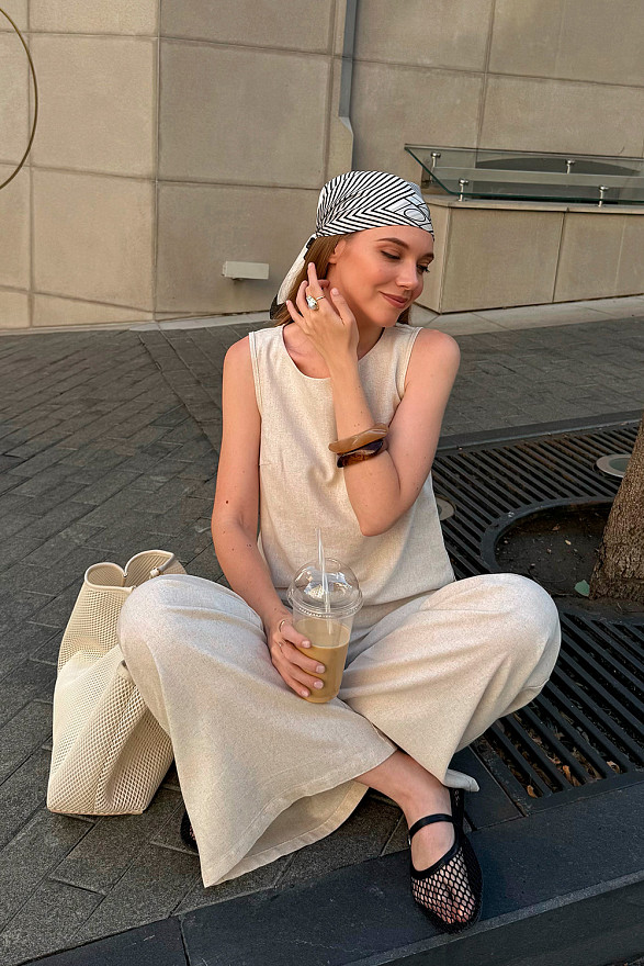 Лляні штани на резинці