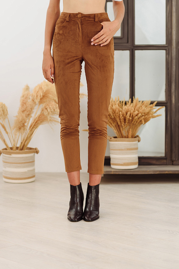 Caramel Corduroy Pants with Flaps