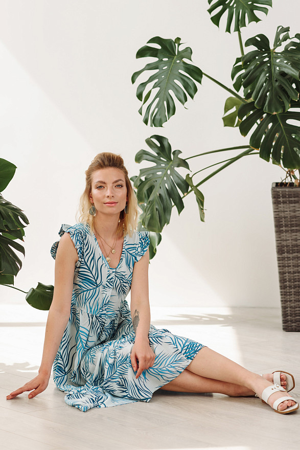 Long tropical print summer dress