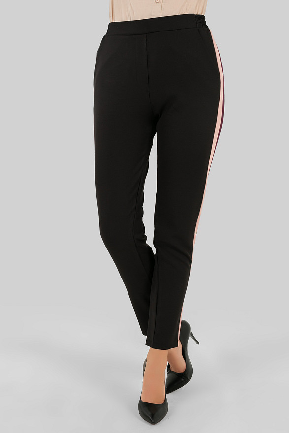 Trousers with two-tone stripes