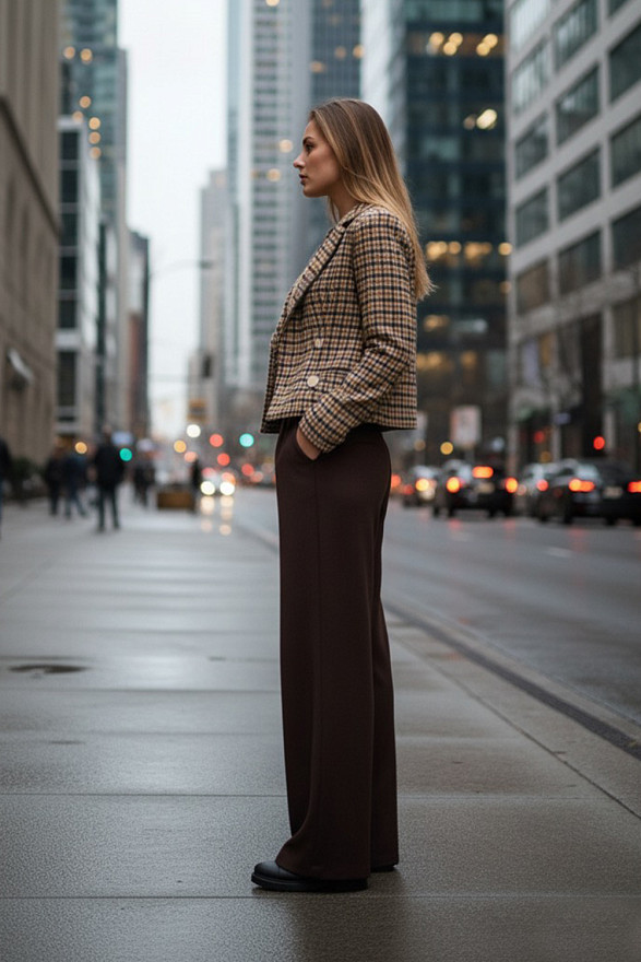 Шоколадные широкие трикотажные брюки из нежной ангоры