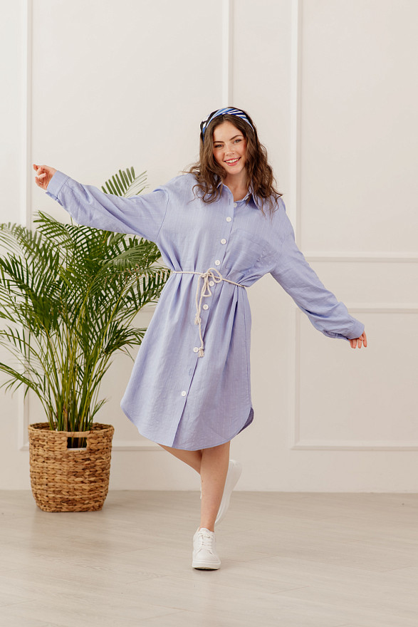 Light blue striped shirt-dress