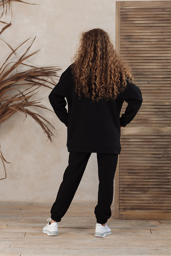 Черная оверсайз худи на змейке