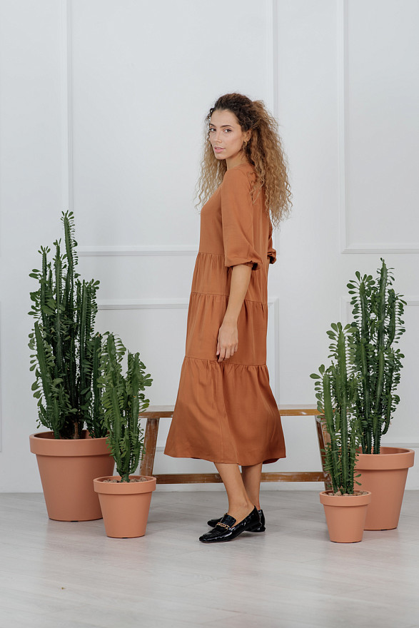 A midi dress with ruffles