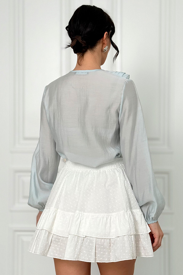 Блуза блакитна з подвійними рюшами