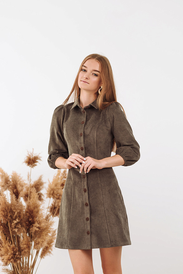Corduroy shirt dress