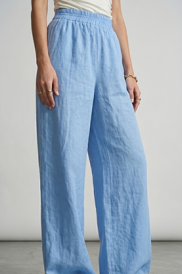 Блакитні вільні жіночі штани на резинці