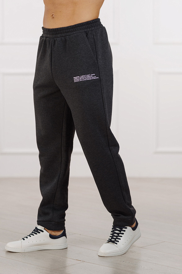 Серые спортивные брюки на флисе