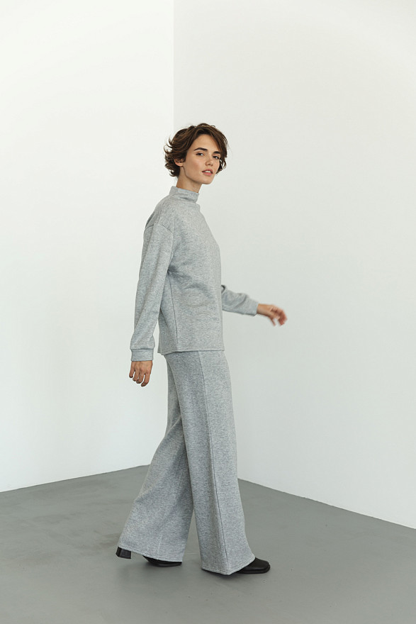 Gray angora pantsuit
